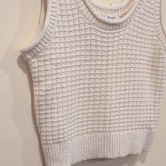 Madewell Cream Ribbed Crop Tank Top - Picture 4 of 7